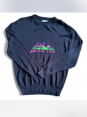 Vintage 90s Arctic Cat Arcticwear Black Crewneck Sweater Men’s Size large USA